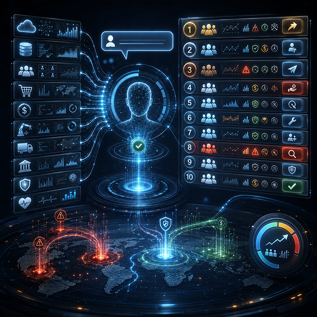 One question, answered in seconds, from every system that touches it.