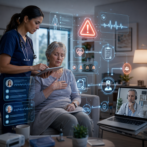 AI-driven healthcare escalation management with real-time triage, incident summaries, alert routing, and automated documentation.