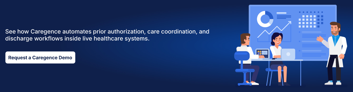 See how Caregence automates prior authorization, care coordination, and discharge workflows inside live healthcare systems.