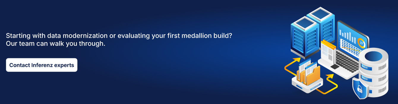 Starting with data modernization or evaluating your first medallion build? Our team can walk you through.
